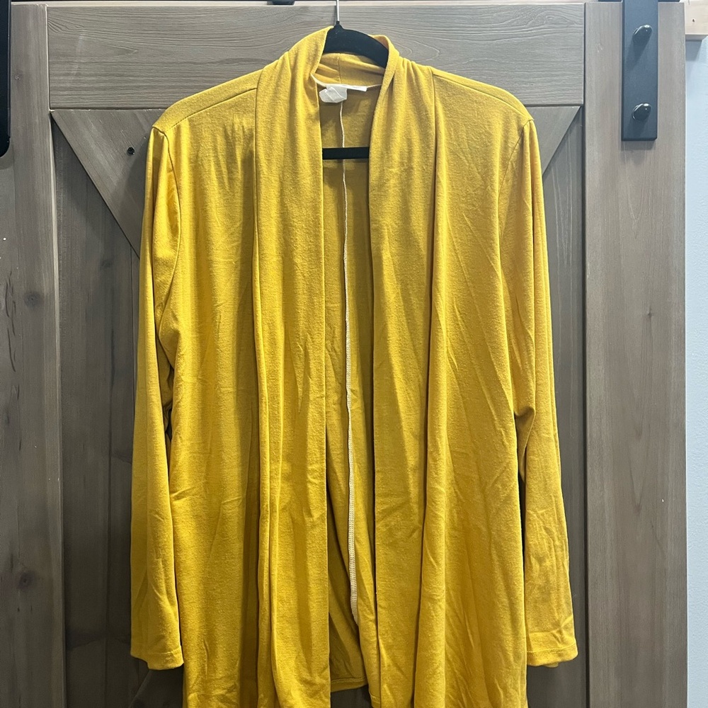 Bright Yellow Open Front Cardigan